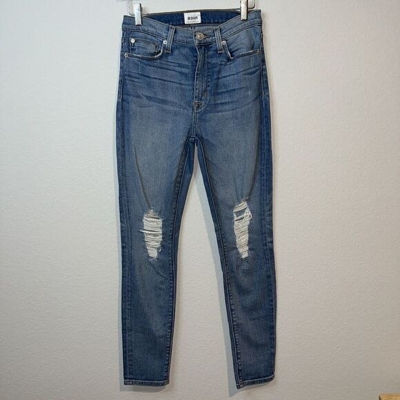 HUDSON sz 27 woman’s High rise Skinny Jeans Distressed Medium Wash - Picture 1 of 5